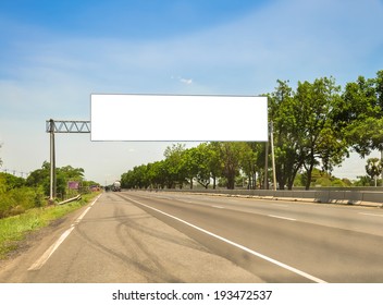 Blank Billboard Or Road Sign On The Highway