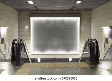 blank billboard in subway 