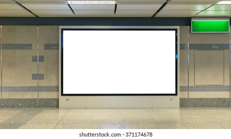 Blank billboard in subway. Useful for your advertising.