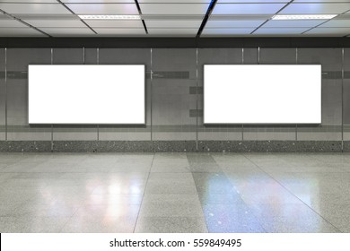 Blank Billboard In Subway. Useful For Your Advertising.