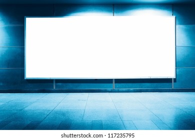 Blank Billboard In Underground Passage