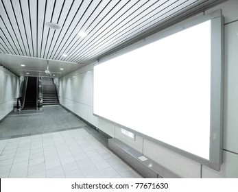 Blank Billboard In Underground Passage