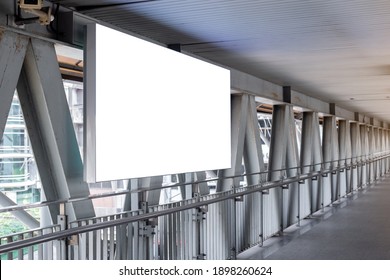 Blank Billboard With White Display, Advertisement Billboard Poster Sign  Mockup Banner, On City Street.