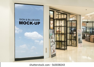 Blank billboards located in shopping mall or retail shop, useful for your advertising, with clipping path.