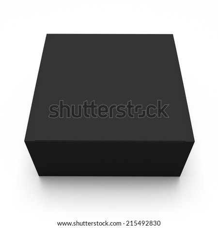 Blank black box top front view isolated on white background