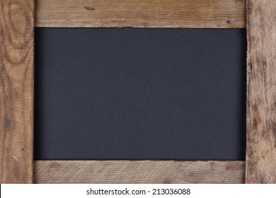 Blank Black Chalkboard In Old Wooden Frame