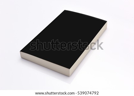 Blank black cover book on white background