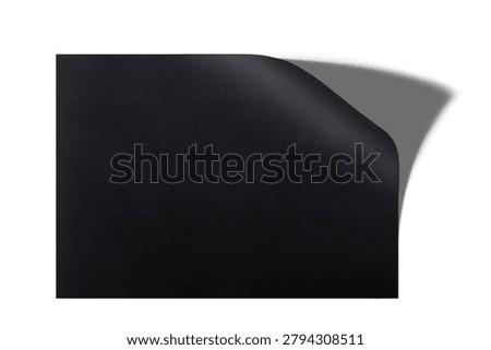 Blank black document sheet isolated on a white background with a folded corner.