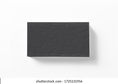 Blank black letterpress business cards stack isolated on white high view as template for design presentation, logo embossing, mock-up etc.