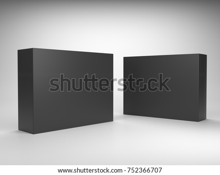 Blank black mock-up box product isolated. 3D rendering