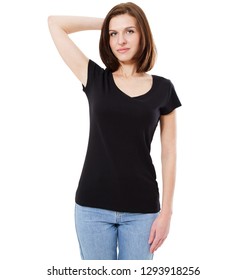 Blank Black Tshirt Design Mockup Women Stock Photo 1293918256 ...