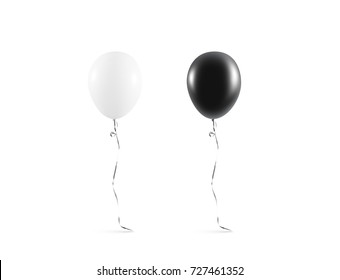 Blank Black And White Balloon Mock Up Isolated. 