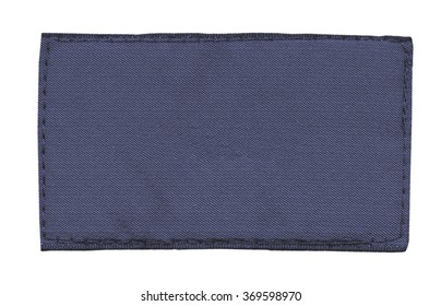 Blank Blue Fabric Tag Isolated On White Background