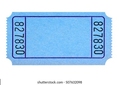 Blank blue movie or raffle ticket isolated on white 