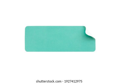 Blank blue paper sticker label isolated on white background