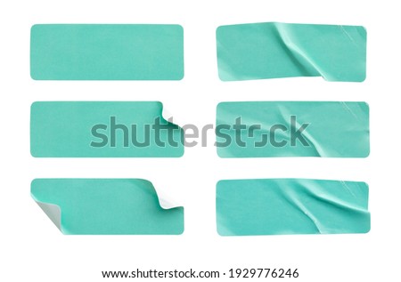 Blank blue paper sticker label isolated on white background