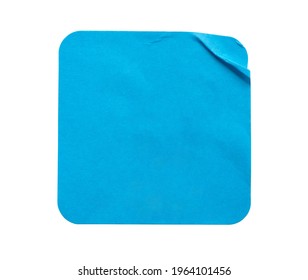 Blank Blue Square Adhesive Paper Sticker Label Isolated On White Background