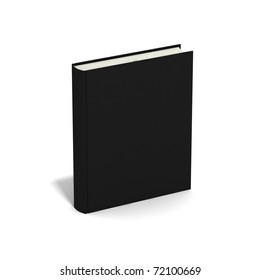 Blank Book With Black Cover On White Background.