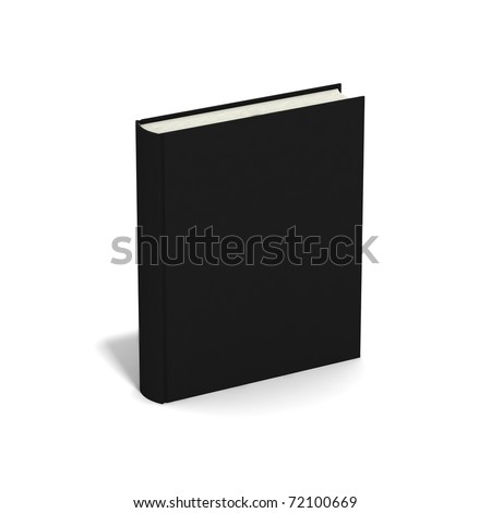 Blank book with black cover on white background.