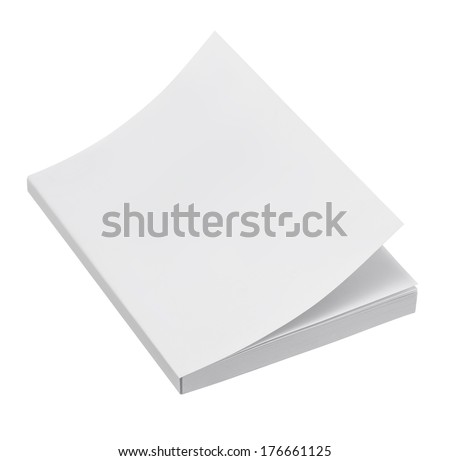 Blank book cover on white background
