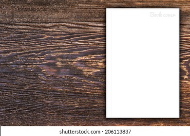 Blank Book Or Magazine Cover On Wood Background