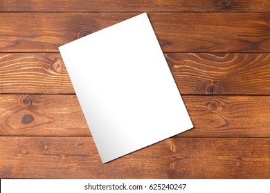 Blank Book Or Magazine Cover On Wood Background