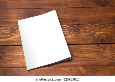 Blank Book Or Magazine Cover On Wood Background