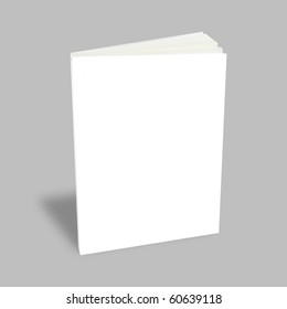 Blank book with white cover on  gray background.