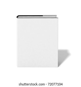 Blank book with white cover on white background.