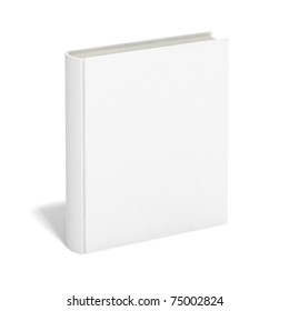 Blank Book With White Cover On White Background.