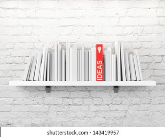 Blank Books On A Shelf And One With Idea Cover 