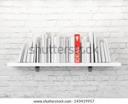 blank books on a shelf and one with idea cover 