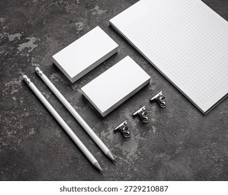 Blank branding identity set. Blank objects for placing your design on concrete surface.