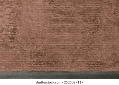 Blank brick wall background, outdoors design. Urban brick wall background. Rustic school brick wall background. City style brick wall background.