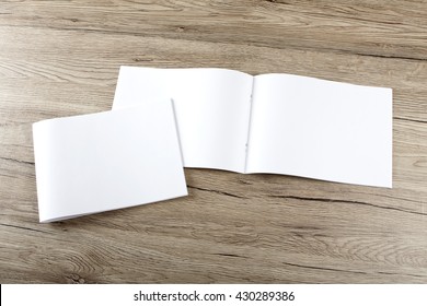 Blank Brochure On Wooden Background