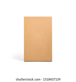 Blank Brown Cardboard Paper Box Isolated On White Background. Packaging Template Mockup Collection. Stand-up Front View Package