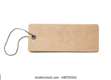 Blank Brown Cardboard Price Tag Or Label With Thread Isolated