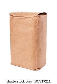 Blank brown craft paper bag isolated on white background 