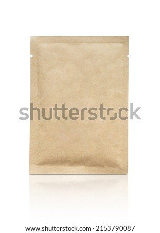 Blank brown paper sachet isolated on white background