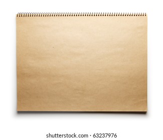 Blank Brown Paper Scrap Book Isolated On White.