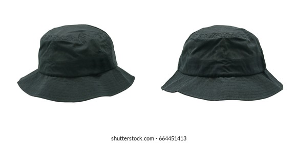 Blank Bucket Hat Color Black On White Background