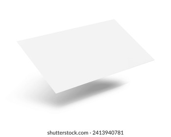 Blank business card in air on white background. Mockup for design