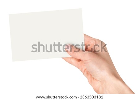 Blank Business Card Held in Hand – Customize your message on this versatile white card. Perfect for personal or professional use