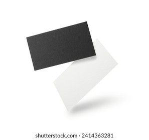 Blank business cards in air on white background. Mockup for design - Powered by Shutterstock