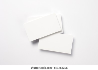 Blank Business Cards isolated on white, studio shot