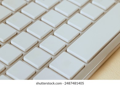 Blank button computer clear keyboard is white without any inscriptions