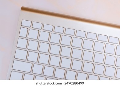Blank button computer clear keyboard is white without inscriptions