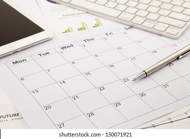 Blank Calendar For Note, Work Management With Timetable