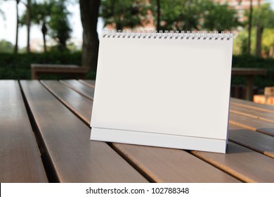 Blank Calendar On Wood Table