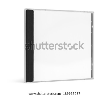 Blank CD Case Facing Forward Standing up Isolated on White Background.